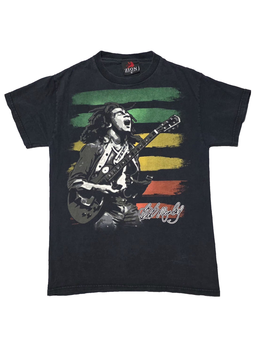 Vintage 2007 Bob Marley Zion Rootswear T-Shirt - Size Small Black Rasta Graphic